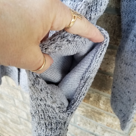 Sonoma Gray Metalic Open Front Sweater Cardigan (Womens Small) Cable Knit Long - Picture 7 of 9